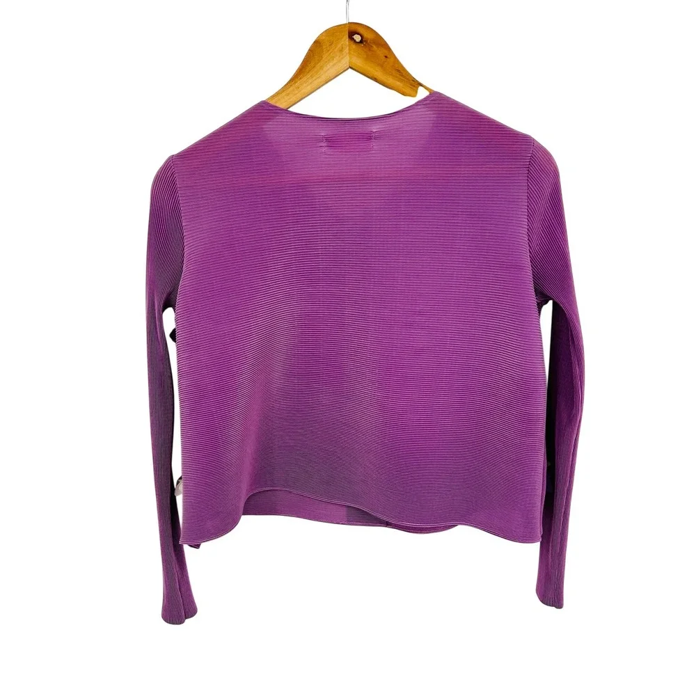 SM Brand Purple Pleated Floral Cardigan‎ Sweater Medium